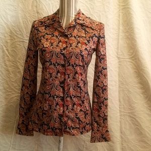 Act lll paisley top cuff long sleeve